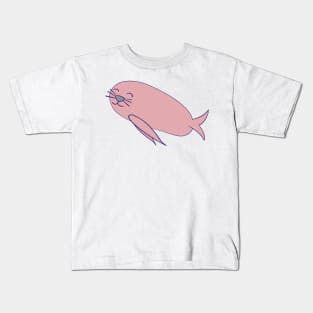 Smiling Pink Kawaii Seal Kids T-Shirt